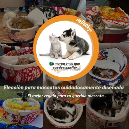 Miniatura 2 de 寵幸 Cama de Fideos Ramen para Perros y Gatos, Mantiene el Calor y Súper Suave Nido Creativo para Mascotas para Gatos de Interior, Cojín Extraíble