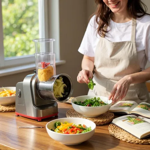 Miniatura 3 de Rallador eléctrico de queso 5 en 1 - Cortadora y trituradora eléctrica multifunción para queso, verduras, nueces y más - Potente motor de 150 W