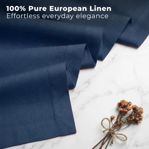 Miniatura 3 de Classic Linen™ by D'Moksha - Camino de mesa azul marino de 36 pulgadas, 100% lino puro, camino de mesa auxiliar, 14 x 36 pulgadas para tocadores