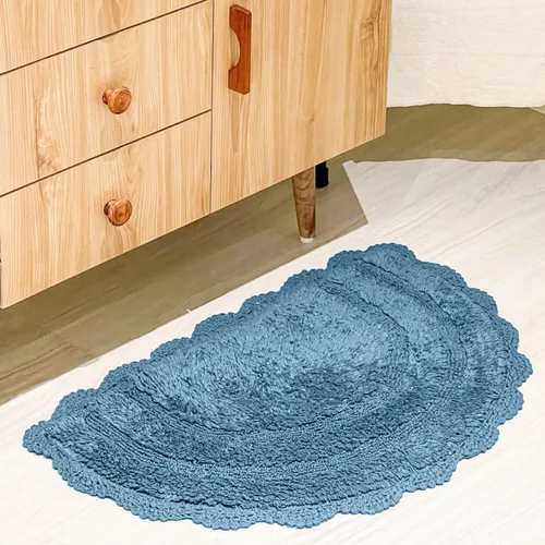 Miniatura 55 de Chardin home Alfombra de baño de ganchillo beige, alfombra de baño ovalada 100% algodón con borde de ganchillo artesanal hecho a mano, alfombra