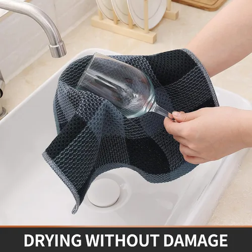 Miniatura 3 de Homaxy Trapos de cocina a cuadros de 100% algodón, 12 x 12 pulgadas, paños de cocina súper suaves y absorbentes, de secado rápido, paquete de 6