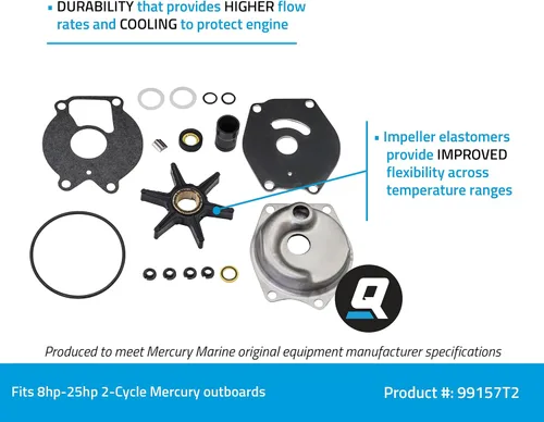 Miniatura 2 de Quicksilver 99157T2 Kit de reparación de bomba de agua superior para motores fueraborda Mercury Bigfoot de 4 tiempos