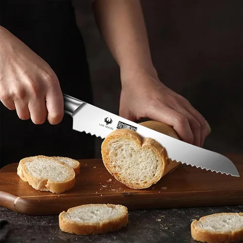 Miniatura 6 de HOSHANHO Juego de 5 cuchillos de cocina estilo japonés, cuchillos de chef profesionales ultra afilados de acero inoxidable de alto carbono con mango