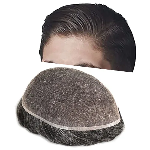 Miniatura 9 de Toupee para hombres completo encaje francés hombres toupee hairpieces 100% europeo cabello humano reemplazo sistema hombres piezas de pelo protesis