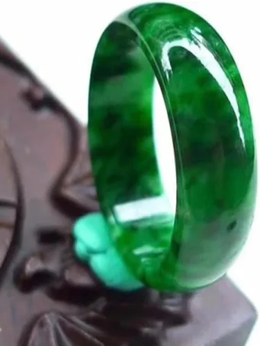 Miniatura 3 de BXSMNH Anillo de jade verde genuino para mujeres y hombres joyería de esmeralda natural china de buena suerte talla 9