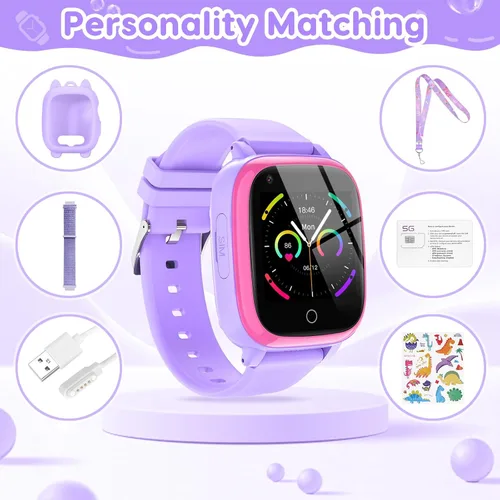 Miniatura 7 de cjc Reloj inteligente 4G para niños con rastreador GPS, aplicable globalmente, mensajes de texto y llamadas, reloj para niños de 4 a 12 años