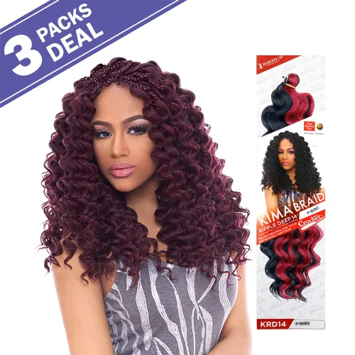 Miniatura 2 de Harlem 125 Trenzas de pelo sintético Kima Braid Ripple Deep 14 pulgadas (paquete de 3, 27)
