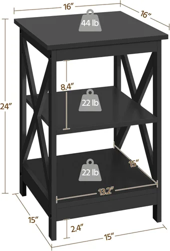 Miniatura 3 de Topeakmart X-Design - Juego de 3 mesas de sala de estar, con 1 mesa auxiliar y 2 mesas laterales para sofá, color negro
