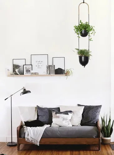 Miniatura 4 de Maceta colgante de metal para plantas de interior y exterior, soporte para plantas colgantes de pared y techo, para plantas suculentas, helechos