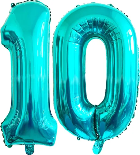 Miniatura 15 de Globo de 40 pulgadas, color azul turquesa número 2, globos de helio de Mylar de papel de aluminio de dígitos de gran tamaño para baby shower, fiesta