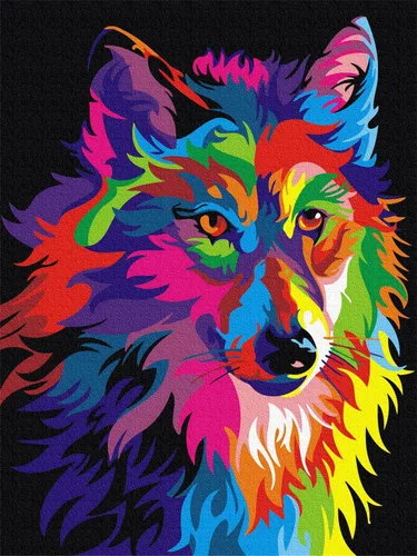 Kit de pintura al óleo con números para manualidades para adultos, juegos de pintura por números para niños principiantes en lienzo, lobo colorido