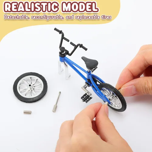 Miniatura 5 de Poen 24 unidades de mini bicicletas de dedo para niños, recuerdos de fiesta, juguete de bicicleta de metal para estudiantes, premios de clase