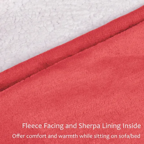 Miniatura 4 de Manta de tamaño grande de sherpa con capucha, cómoda, regalo para adultos, hombres, mujeres, adolescentes, esposa, novia, rojo