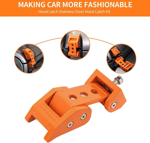 Miniatura 5 de Juego de pestillo de capó de acero inoxidable Compatible con Jeep Wrangler JK JKU 2007-2018/para Jeep Wrangler JL JLU 2018-2025 y Jeep Gladiator JT
