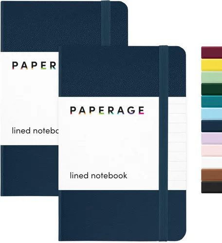 Miniatura 21 de Juego de 2 cuadernos blocs de notas de bolsillo pequeño, pauta universitaria, 3.7 x 5.6 pulgadas, minidiario de tapa dura, papel grueso de 3.5 Negro
