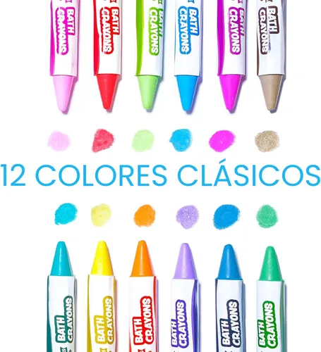 Miniatura 3 de Tub Works® Smooth™ - Crayones de baño de juguete de baño, paquete de 12 Crayones de baño no tóxicos y lavables para niños pequeños y niños