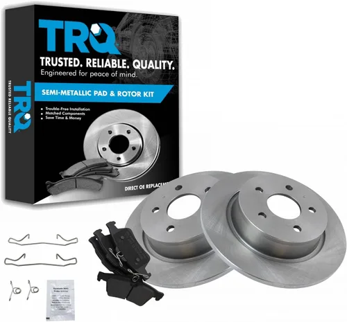 Miniatura 168 de TRQ Juego de pastillas de freno semimetálicas traseras y rotores compatibles con Chevrolet Trailblazer 02-06 Trailblazer EXT 04-06 SSR 02-07 GMC