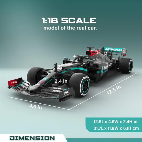 Miniatura 3 de Voltz Toys Auténtico auto de control remoto Mercedes-Benz F1 W11 con licencia 1:18, colección F1 para niños y adultos, auto RC de 2.4 GHz para 1:18