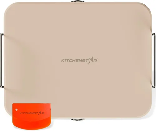 Miniatura 10 de KitchenStar Piedra para pizza de 16 pulgadas para horno y parrilla de barbacoa con asas, redonda, 5/8 pulgadas de grosor, cordierita natural