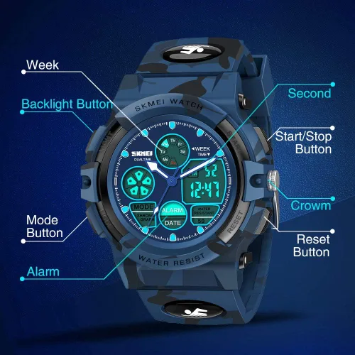 Miniatura 2 de SYOKZEY Reloj para niños, reloj deportivo digital LED impermeable de 164.0ft, para adolescentes, niños y niñas, relojes al aire libre, analógicos