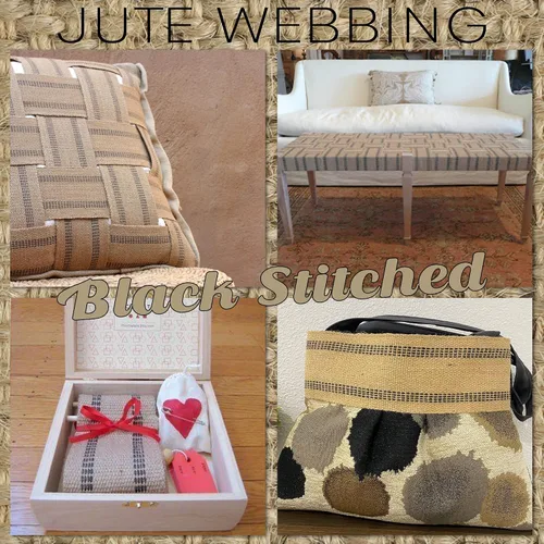 Miniatura 4 de MEEDEE Cinta de yute negro para tapicería de 2 pulgadas, arpillera de yute para manualidades con costuras negras para decoración del hogar, silla