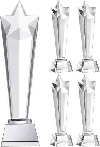 Miniatura 7 de Meooeck Trofeo de cristal con caja de regalo de 9.1 x 2.8 pulgadas, pisapapapeles para escritorio, decoración de mesa grande para torneos