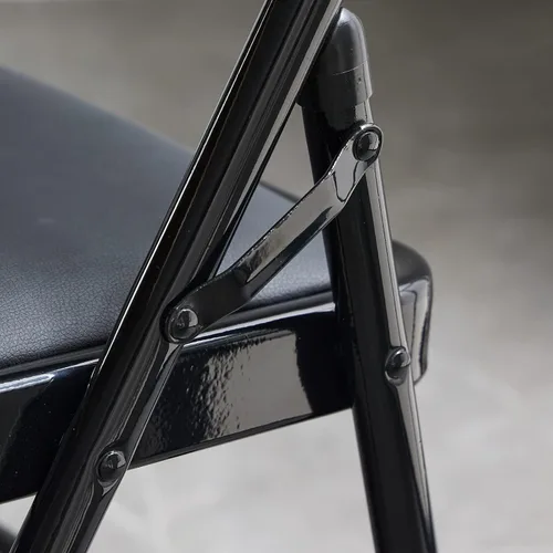 Miniatura 5 de Paquete de 4 sillas plegables negras con cojín acolchado y respaldo para interiores y exteriores, silla plegable comercial apilable portátil
