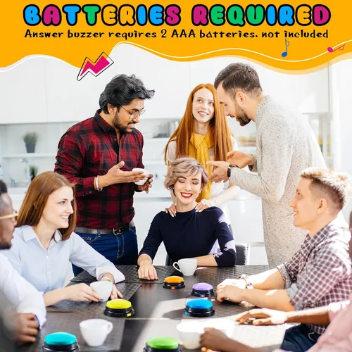Miniatura 4 de Xuhal 8 piezas de botones zumbadores de grabación para juegos de trivia con zumbadores de respuesta grabables de números para entrenamiento