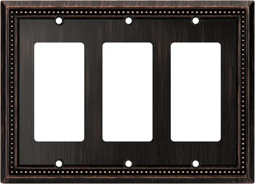Miniatura 19 de Henne Bery Sunken Pearls - Placa de pared decorativa resistente para interruptor, cubierta para tomacorrientes (doble dúplex, níquel satinado)
