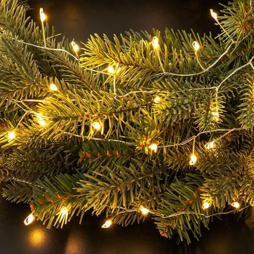 Miniatura 4 de Luces de Hadas en Racimo 10FT Luces de Cadena Petardo 100 LED Blanco Cálido Enchufable Interior Cable Plateado Luces de Cadena con Control Remoto