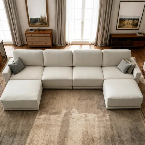 Miniatura 13 de Sofá modular de 79 pulgadas para sala de estar pequeña, sofá moderno en forma de L con otomana, juego de sofá de felpilla de 3 piezas para muebles