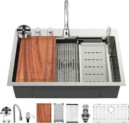 Miniatura 63 de Fregadero de cocina para exteriores, 21 x 20 pulgadas, fregadero de barra para exteriores, fregaderos de cocina de acero inoxidable de montaje