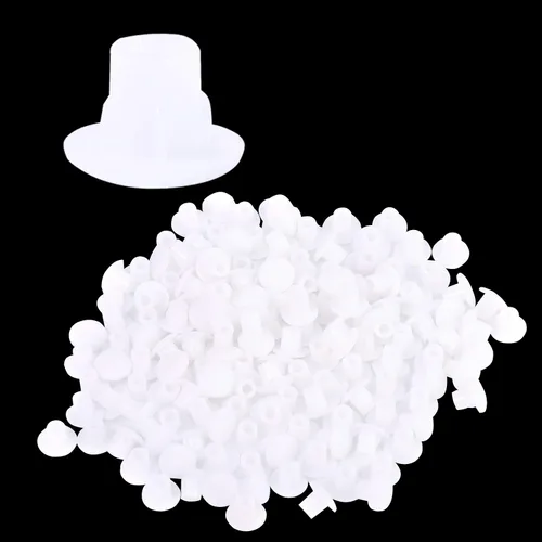 Miniatura 8 de 300 tapones de plástico de 0.173 in 0.17 pulgadas para tapa de perforación, tapones para silla, gabinete, armario, estante, color blanco