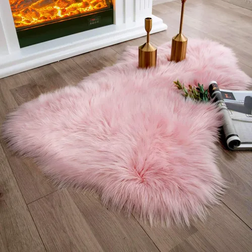 Miniatura 179 de Ashler Home Deco - Tapete de pelo sintético de oveja, mullido, suave, de 2 x 3 pies, lavable a máquina, dormitorio, habitación de los niños, sala