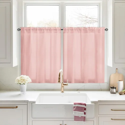 Miniatura 27 de HOMEIDEAS Cortinas Transparentes de Privacidad Blancas No Transparentes, 52 X 45 Pulgadas de Largo 2 Paneles Cortinas Transparentes Filtradoras