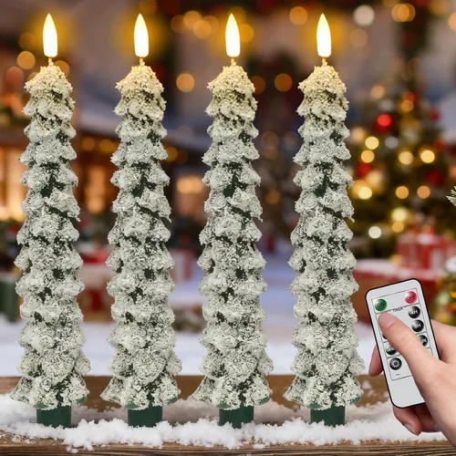Miniatura 17 de Velas de Ventana Sin Llama con Control Remoto y Temporizador, Velas LED Cónicas Operadas por Batería con Ventosas Juego de 6 Velas de Ventana de A-6