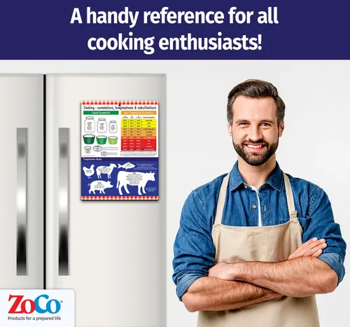 Miniatura 5 de ZOCO – Imán de conversión de cocina – Temperatura de horno, alimentos y carne, sustitución de ingredientes de cocina, tabla de conversiones