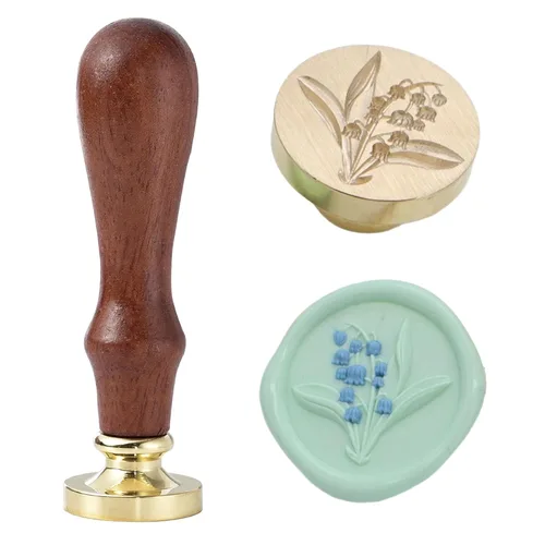 Miniatura 11 de Sello de cera – Sello de cera de sellado de semillas de loto, sello floral y vegetal, cabeza de sello de flor de loto ovalada para tarjetas, sobres