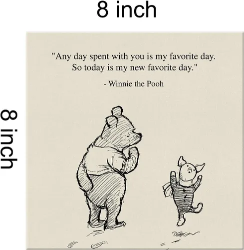 Miniatura 2 de Arte de pared clásico con cita de Winnie the Pooh, retro, Any Day Spent With You is My Favorite Day Sayings, lienzo, cuadros enmarcados, letrero