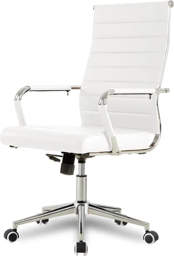 Miniatura 37 de Okeysen Office Desk Chair, Ergonomic Leather Modern Conference Room Chairs, Executive Ribbed Height Adjustable Swivel Rolling Chair for Home Office