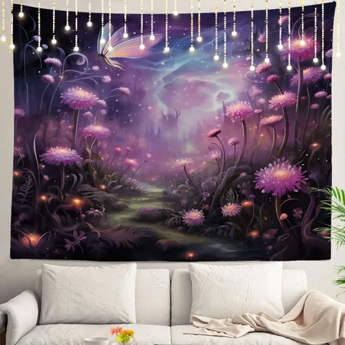 Miniatura 49 de Shrahala Tapiz de pared con paisaje de lago de otoño, bosque amarillo, para colgar en la pared, tapiz grande, decoración de fibra de poliéster
