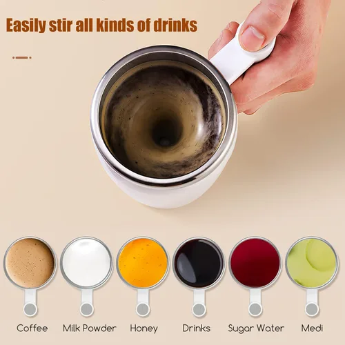 Miniatura 4 de Taza de café autoagitable: taza de café automática recargable con agitador magnético y tapa, taza de café de viaje para leche, cacao, oficina