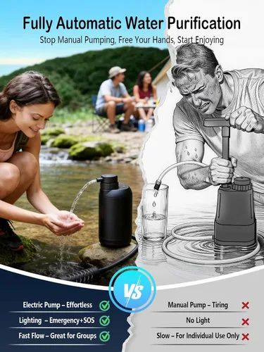 Miniatura 3 de BKLES Filtro de agua para campamento: purificador de agua portátil eléctrico de supervivencia, 0.01 micras, sistema de filtración de agua de 6