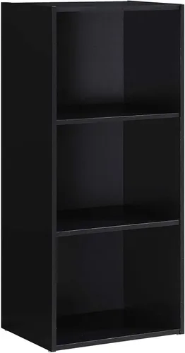 Pemberly Row Estantería de madera con tres estantes en acabado negro