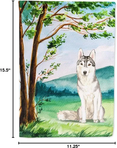 Miniatura 7 de Caroline's Treasures CK2555GF Bandera de jardín de Husky siberiano bajo el árbol, bandera decorativa para patio exterior, obras de arte de patio