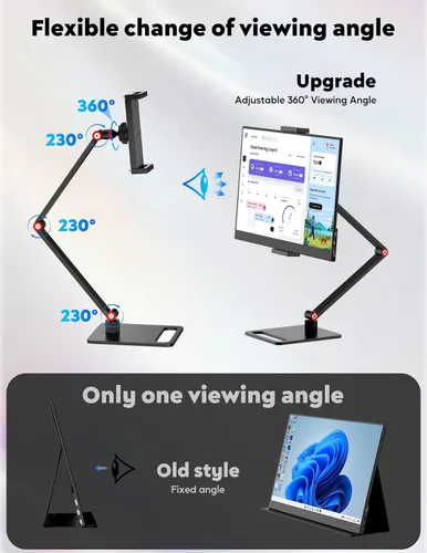 Miniatura 6 de Monitor portátil de 15.6 pulgadas con soporte ajustable, extensor de pantalla FHD IPS de 1080P, soporte para laptop y cubierta inteligente