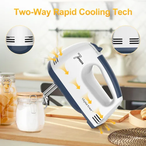 Miniatura 6 de LILPARTNER Batidora de mano eléctrica, pequeña batidora de alimentos de 7 velocidades, 304 x (1 batidor, 2 batidores, 2 ganchos de masa) licuadora