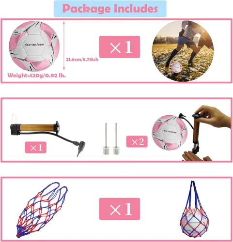 Miniatura 7 de Balón de fútbol tamaño 5 con bomba y aguja, kit de pelota de fútbol de poliuretano suave para interiores y exteriores, práctica, entrenamiento