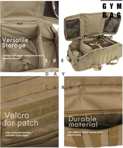Miniatura 7 de Bolsa de gimnasio, bolsa de viaje para hombres y mujeres, bolsa de entrenamiento para militares, deportes, durante la noche, baloncesto, táctica