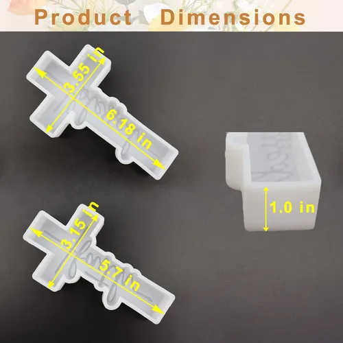 Miniatura 6 de 2 moldes de freshie cruzados, moldes de silicona para colgar en forma de cruz bendecida y fe, moldes de silicona grandes aptos para horno